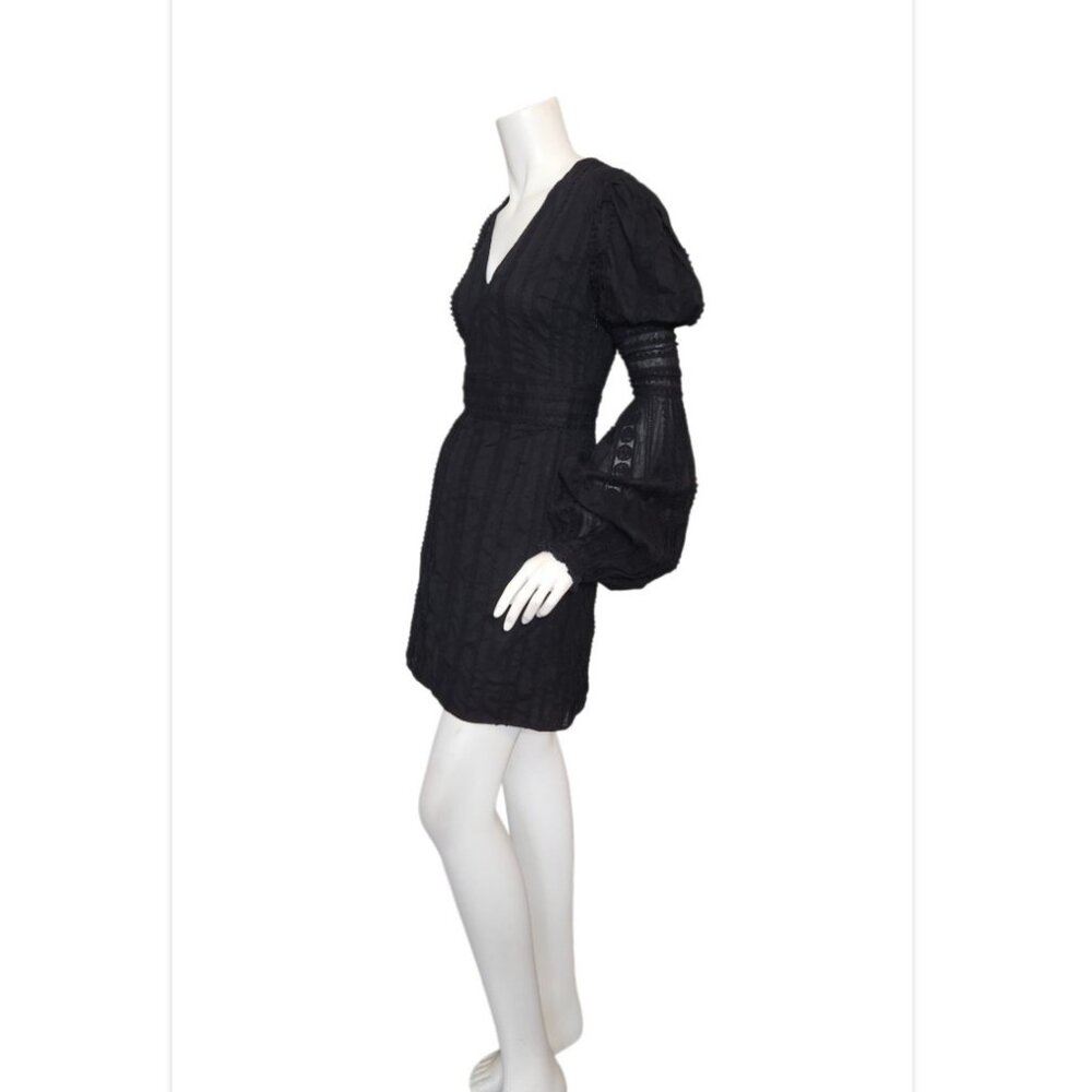 Longchamp Puff and Lantern Juliet Sleeve V-neck Embroidered Mini Dress Italy